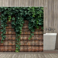 Green leaf bricks, plant shower curtains, waterproof bathroom decoration