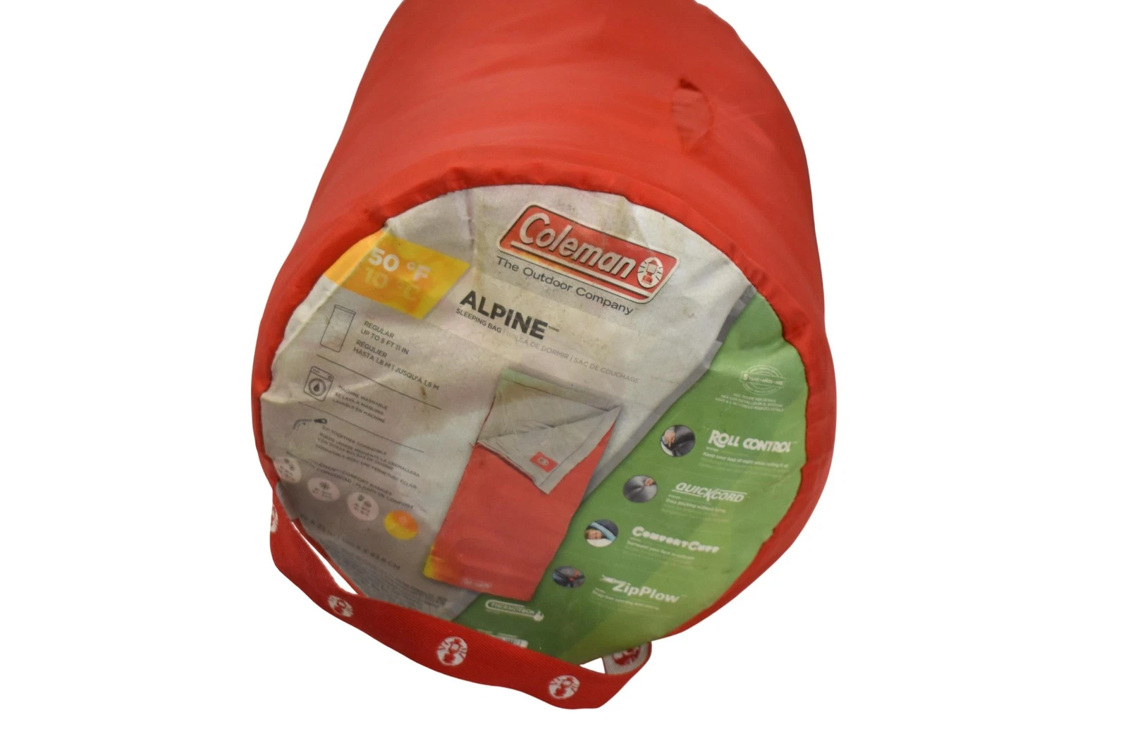 Coleman Alpine Sleeping Bag 50°F Regular Red ThermoTech ZipPlow QuickCord
