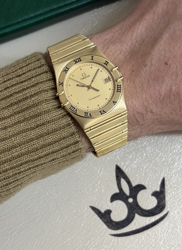 OMEGA Constellation Manhattan 18ct Gold Gents Watch Champagne Dial 33mm - Picture 4 of 22