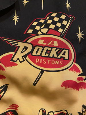 VINTAGE BC Ethic La Rocka London Men Shirt LARGE Hot Rod Rumble