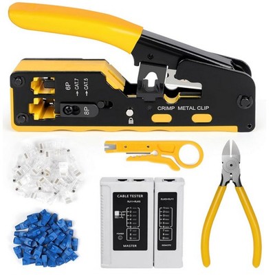 RJ45 Crimp Tool Kit Set, Ethernet Pass through Crimper, Network Cat5e Cat5 Cat6