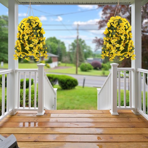 Artificial Fake Hanging Flowers Plants for Outdoor Outside Spring Summer Deco... - Picture 4 of 7