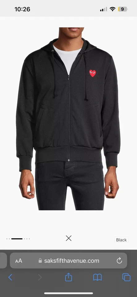 Comme des Garçons PLAYSignature Logo Zip-Front Hoodie - Image 3 of 4