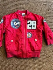 Disney Red Kids' Mickey Patch Bomber Jacket with '28' Chenille