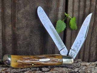 Vintage ROBESON 522482 Single Blade Dogleg Trapper Stag Used Preowned SHUREDGE