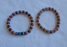 Set of 2 Black & Copper Round Beaded Stretch ...
