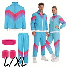 Disco Retro Trainingsanzug 80er 90er Jahre Kostüm - Karneval Jogginganzug NEU