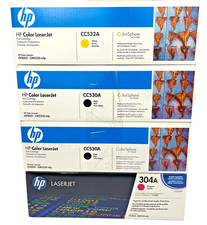 HP 304A Toner Lot CC530A 2 CC532A CC533A OEM Sealed Box Wear NO CYAN