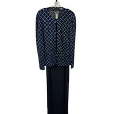 Alex Evenings Formal Maxi Long Dress Set Navy Blue Sparkle Party Gala Size 12