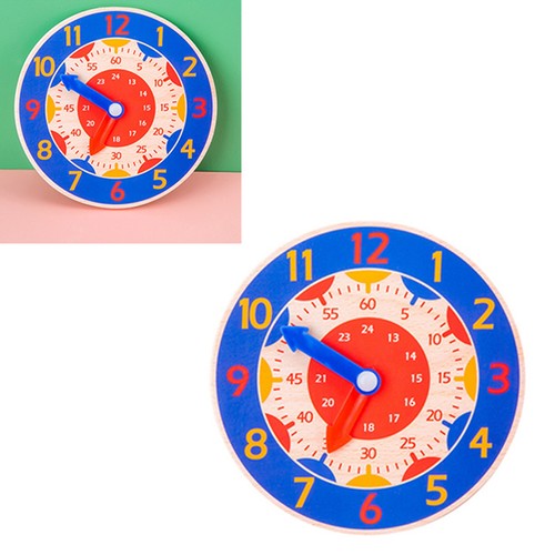 ヘBlue Clock Wooden Cognitive Clock Improve Observation Teaching Clock Educat - Picture 6 of 12