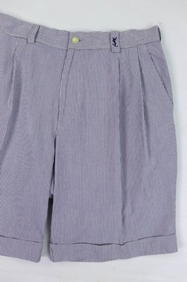 80s Vintage Yves Saint Laurent YSL Micro Striped Bermuda Shorts