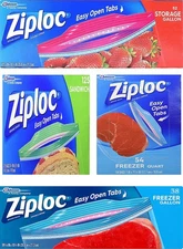 Ziploc Variety Pack: 54 Qt, 38 Gal Freezer; 125 Sandwich, 52 Gal Storage Bags