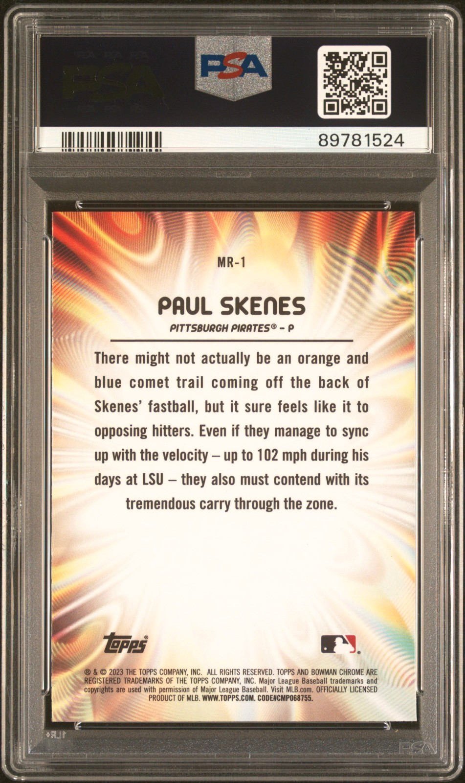 PAUL SKENES 2023 Bowman Chrome #MR-1 Mood Ring PSA 10 view 2