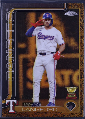 2025 Topps Gilded Collection Wyatt Langford #28 Gold Wave Refractor /75 RC CUP