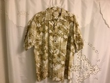 MEN'S CARIBBEAN SWIMWEAR SHIRT Size Lg Pocket Short Sleeve Tropical 100%Cotton