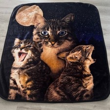 Cat Moon Blanket Large 59x49 inches Soft Cozy Plush Kittens Throw