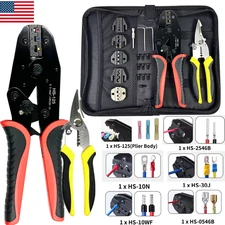 Wire Crimper Pliers Ratcheting Insulated Cable Connectors Terminal Crimping Tool