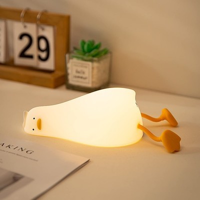 Benson Lying Flat Duck Night , LED Squishy Duck Lamp, Cute Up Duck, Silicone ...