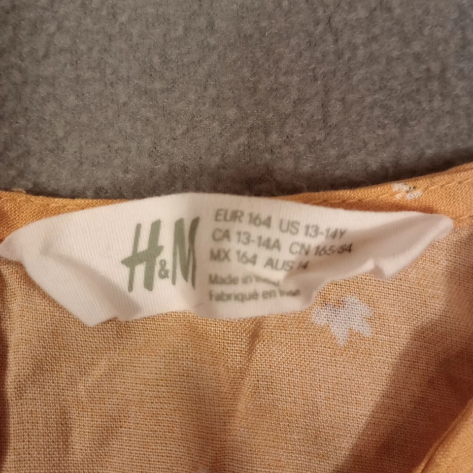 H&M top Women's 13-14 YellowLong Sleeve Cold Shoulder Floral - Image 2 of 4