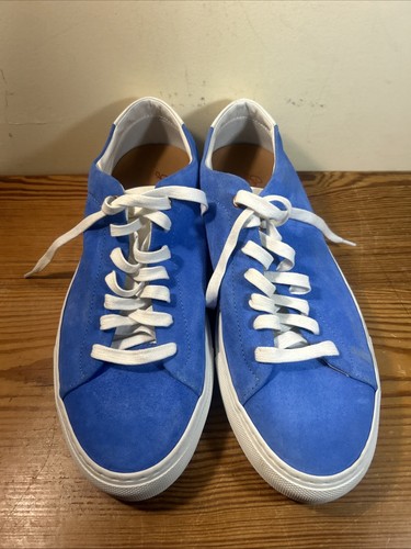 Good Man Brand Edge Suede Sneakers Men US 9 Blue Leather Made in Italy - Picture 2 of 11