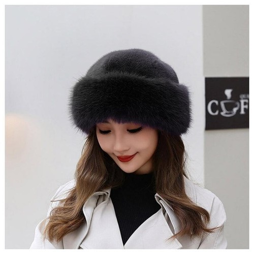 Women Solid Plush Faux Fur Beanie Hat Skull Cap Brimless Fluffy Winter Thermal - Picture 20 of 29