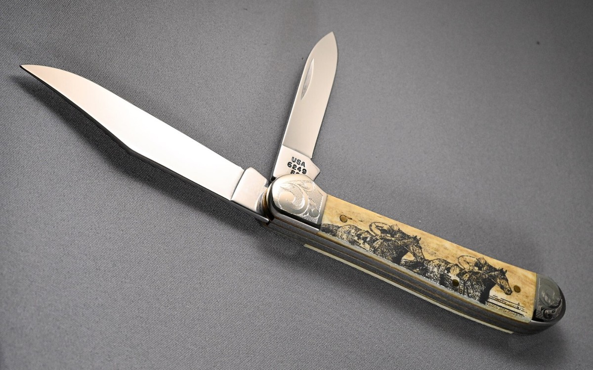 アンティーク　H. STAINLESS メンズ剃刀 ケース付き Case xx -Limited Edition Scrimshaw ANTIQUE Bone - COPPERHEAD