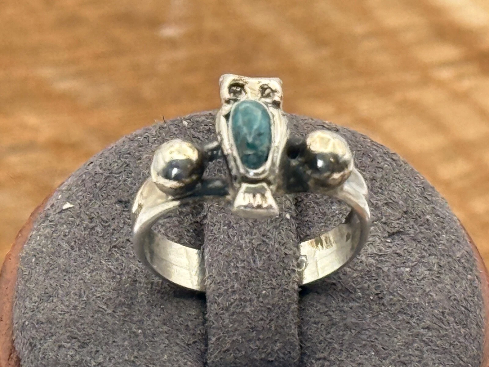 Vintage Navajo Native Sterling Silver Beaded Turquoise ring sz 7.75  876.25
