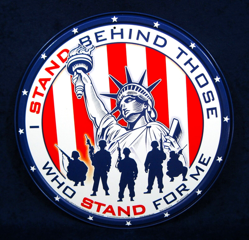 I STAND BEHIND MILITARY - Round Metal Tin Sign - Man Cave Garage Bar Wall Décor - Picture 3 of 9