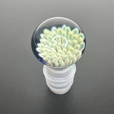 Handmade Art Glass Wine Bottle Stopper W/ Implosion Marble Borosilicate Lampwork