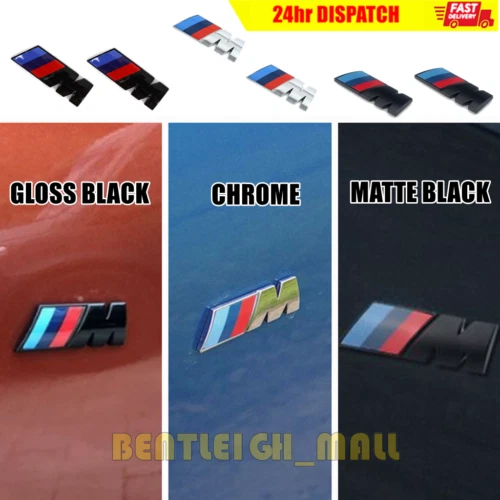 2x OEM M Sport Emblem BLACK / CHROME Side Fender Sticker Badge Fits BMW M AUS - Image 2 of 3