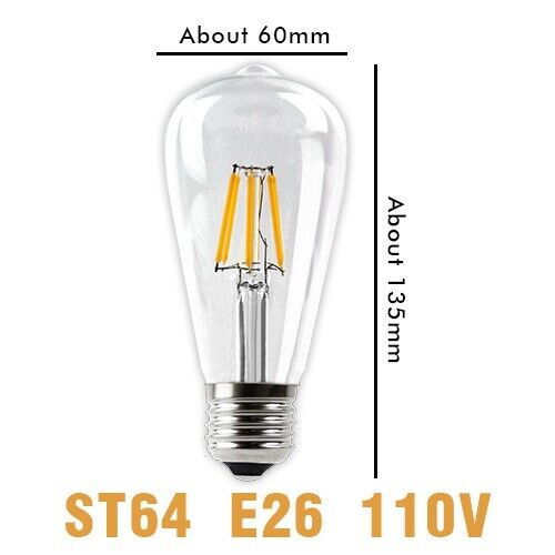 Vintage Filament LED Edison Bulb Dimmable E14 E27 Decorative Industrial Lights - Bild 17 von 19