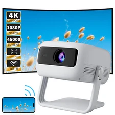 4K Projector w/360° Stand 45000LMS 1080P HD 3D 5G WiFi BT Home Theater HDMI USB