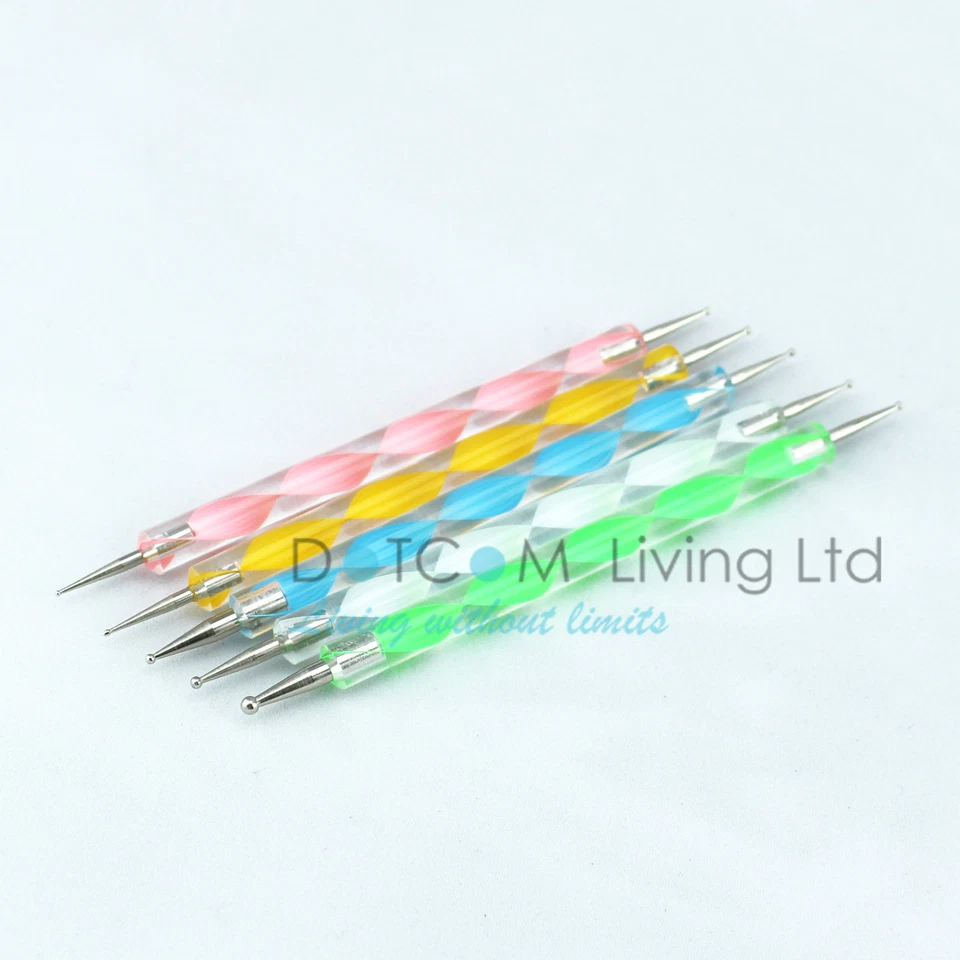 Arte en uñas bolígrafo de puntos cristal marmoleado kit de herramientas conjunto pintura manicura 2 vías X5 Foto 4 de 4