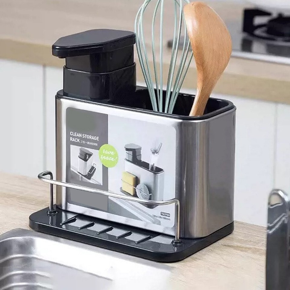 User friendly Kitchen Sink Organizer with Integrated Dish Soap