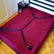 Bed Restraints Harness Set Bondage Straps Handcuffs Ankle Cuffs Game Kit BDSM
