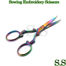 Multi Titanium Color Rainbow Sewing Embroidery Scissors 3.5" BTS-642