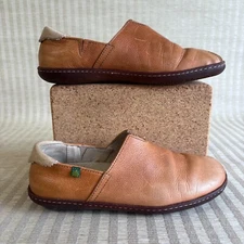 El Naturalista El Viajero Womens EU38 US8 Brown Soft Grain Leather Slippers N275