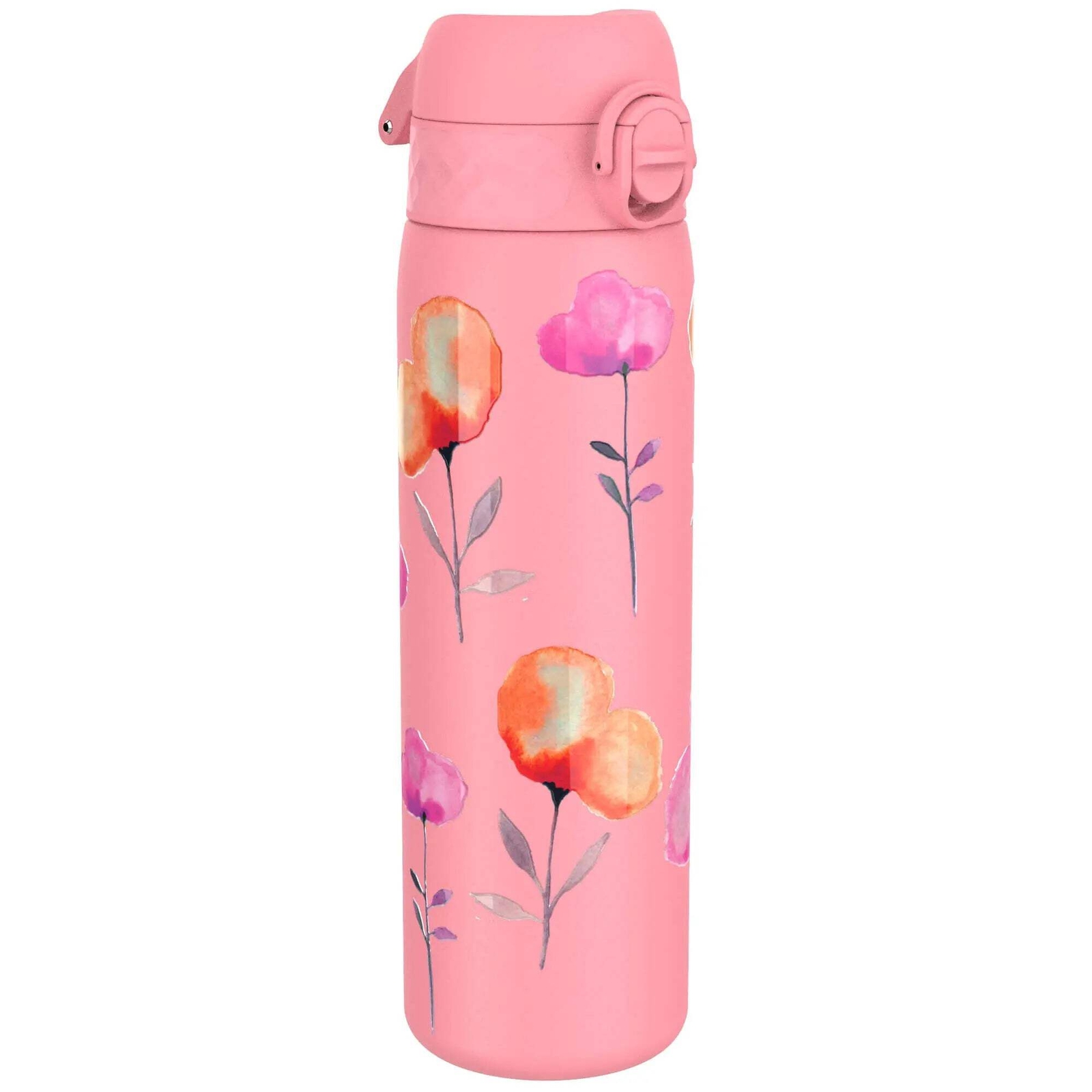 ION8 Leak Proof Slim Water Bottle, Stainless Steel, Flowers, 600ml (20oz)