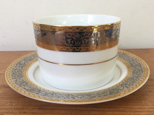 Global International Stafford Porcelain 0404 Gold Silver Tea Coffee Cup Saucer - Picture 4 of 11