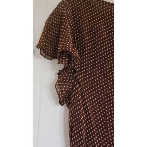 Vintage 90s Y2k Brown Silk Dress Polka Dot Sexy Grunge Romantic Wedding Guest 16 - Picture 12 of 12