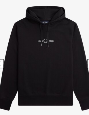 Fred Perry Embroidered Logo Hooded Sweatshirt Black Raised