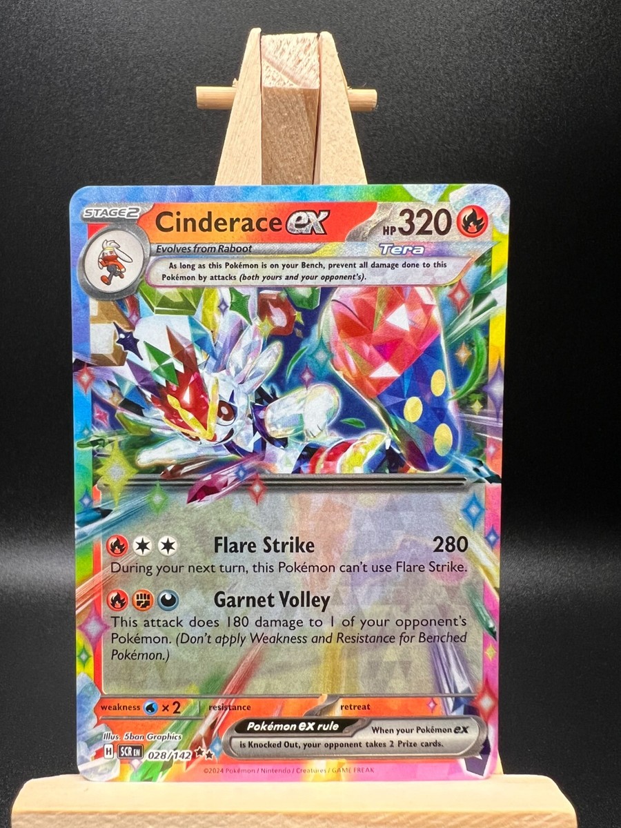 028 142 pokemon card Cinderace ex 028/142 Darkness Garnet Volley This attack does 180 damage to 1 of your opponents Pokmon Cinderace ex - 028/142 -