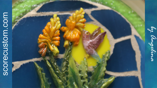 Sun Catcher, Stained Glass, 3D Hummingbird and Aloe with Stand - Picture 12 of 19