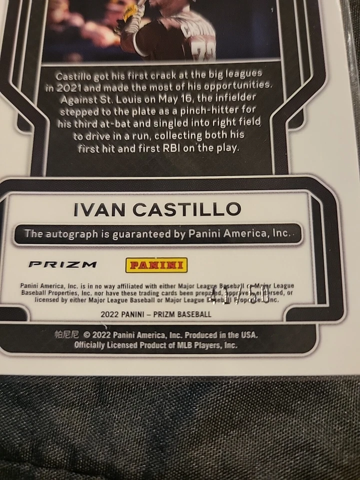 2022 Panini Prizm Rookie Auto Purple Ivan Castillo Rookie Auto #RA-IC 41/50 - Image 3 of 3