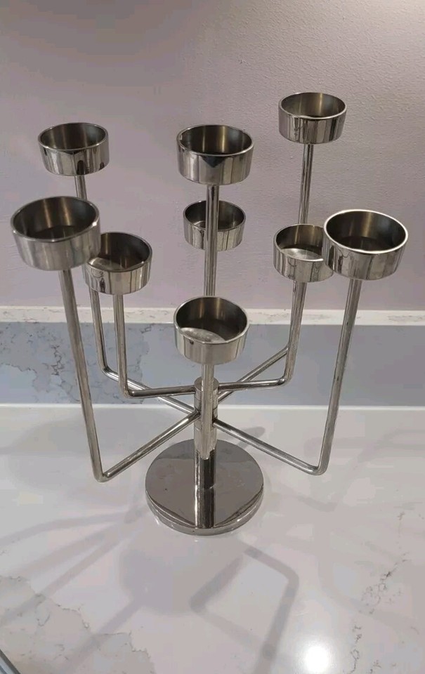 Vintage Design Modern Classic Habitat Stainless Steel Candelabra 9