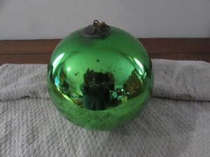Détails Sur Ancienne Grosse Boule De Noël En Verre églomisé