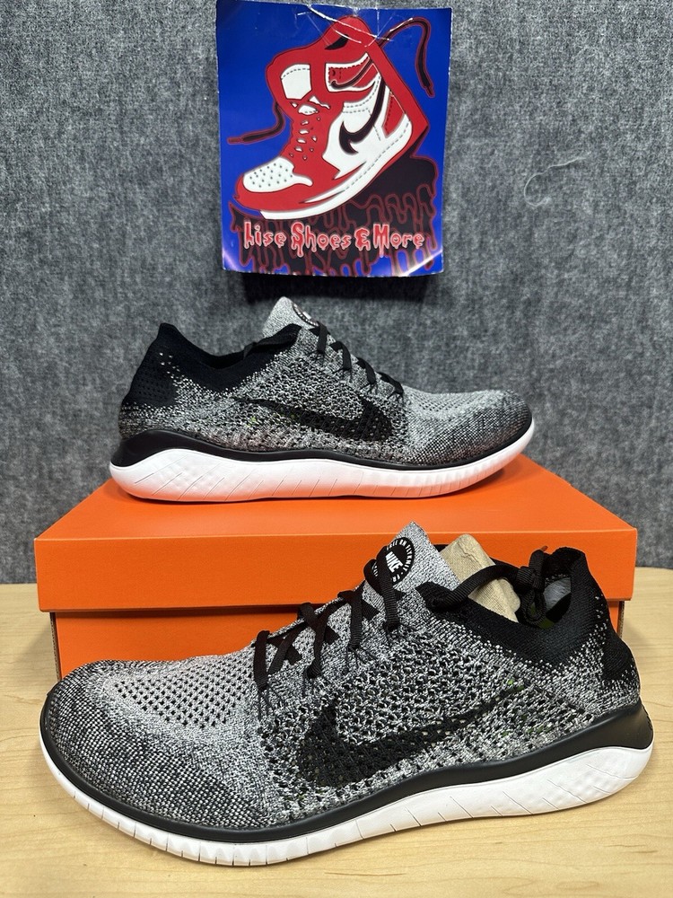 Size 13 Nike Free Run Flyknit 2018 Oreo Men's Running Sneaker 942838-101
