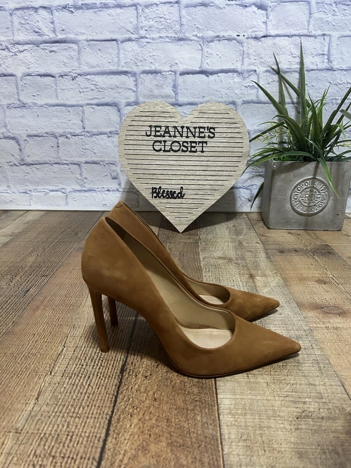 Schutz Suede Pointed Toe Pumps Lou Dark Tan/brown - Image 4 of 4