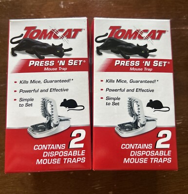 2 Paks  Tomcat Press 'N Set Mouse Trap Indoor Outdoor Use Plastic Spring