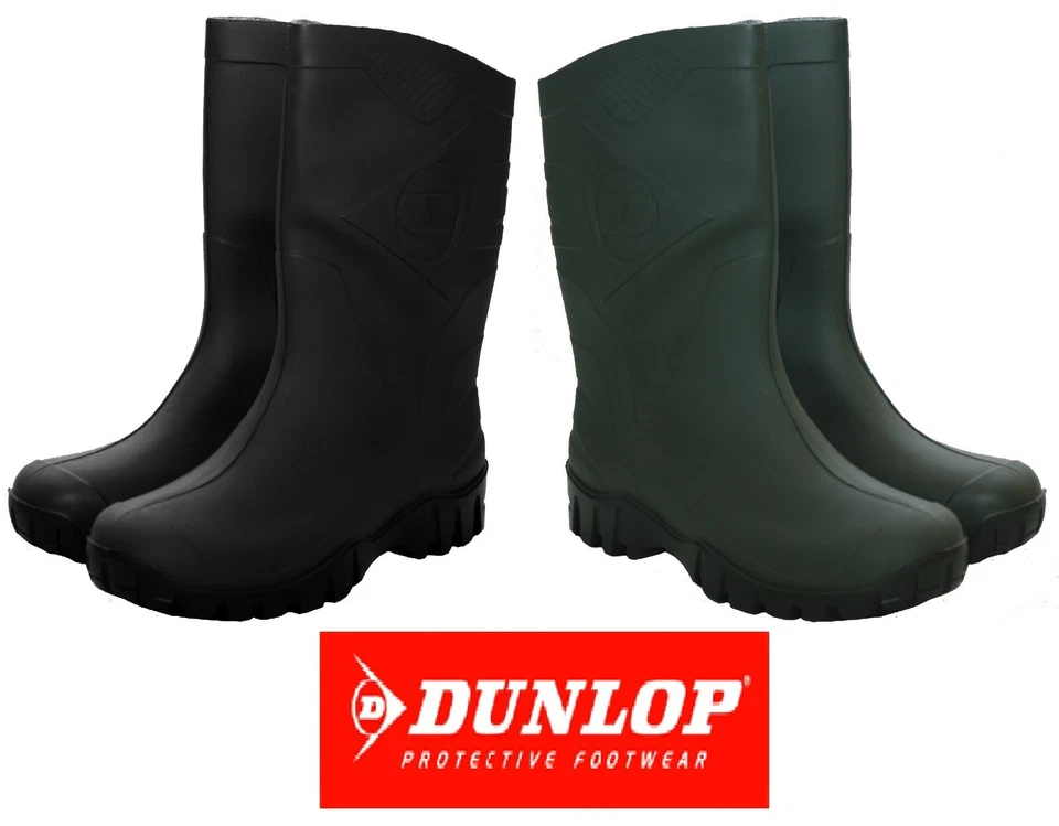 mens womens Dunlop half length wide Calf fit wellington rain waterproof wellies